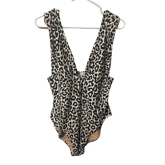 J Crew Animal Print Leopard Swimsuit w/Deep V - Picture 4 of 11